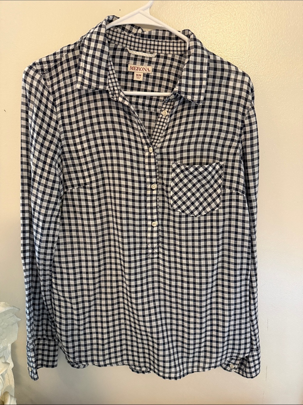 Merona Black & White Gingham Button-Down Shirt